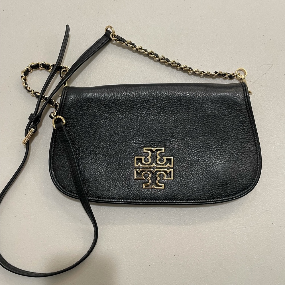 Tory Burch Crossbody Bag - Black Leather with Gold Details